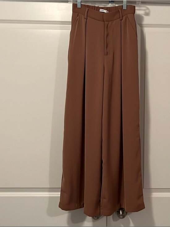 Pants - Brown High-Waist Wide-Leg Pants